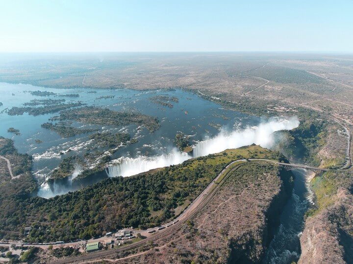 Victoria Falls helicopter aerial view