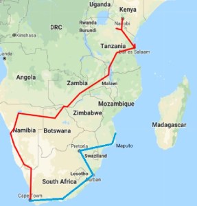 Nairobi to Cape Town Africa Overland Route